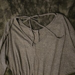 Gray Knit Short Jumper with Tie Back